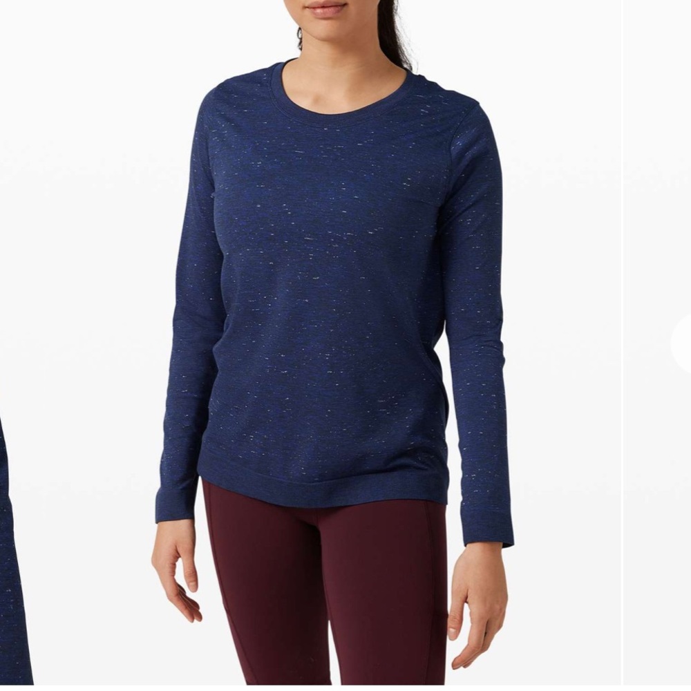 Lululemon Swiftly Relaxed Long Sleeve 2.0 Cosmic Shift Hyper Blue / Black Sz 12